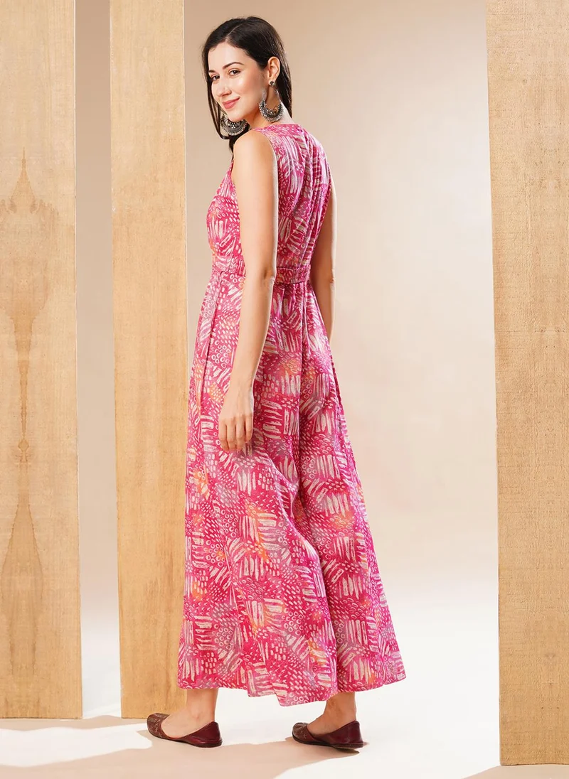 globus  Globus Women Printed V-Neck Basic Jumpsuit for Women | Best Price UAE